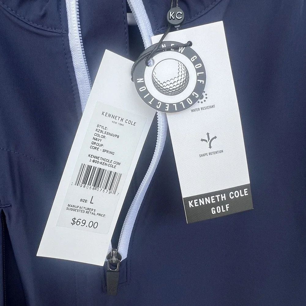Kenneth Cole Men's Golf 1/4 Zip Vest Lightweight Stretch Navy Blue Large